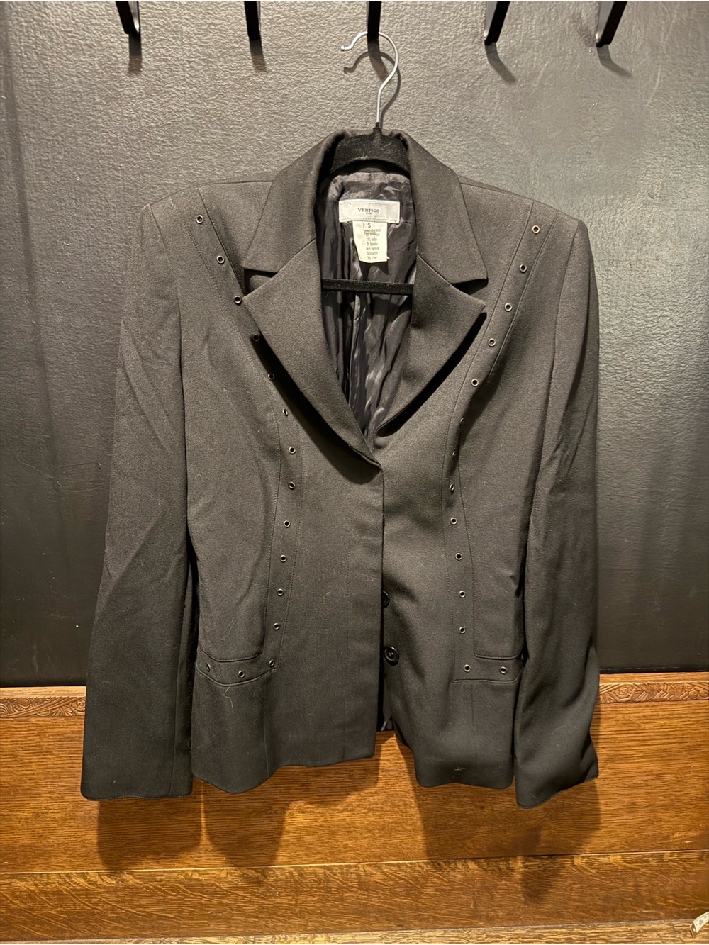 Vertigo Paris Black Grommet-Trim Women's Blazer